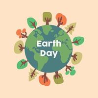 Earth Day Illustration with Trees vector