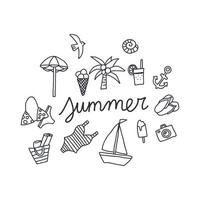 Black and White Summer Doodles vector