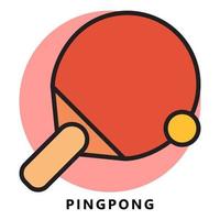 dibujos animados de icono de deporte de tenis de mesa. vector de símbolo de bate y pelota de ping pong