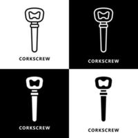 Corkscrew Icon Cartoon. Wine Cork Symbol Vector Logo