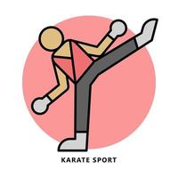 símbolo de icono de deporte de karate. Ilustración de vector de entrenamiento de taekwondo