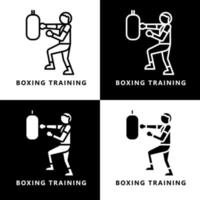 dibujos animados de icono de entrenamiento de boxeo. boxeador, símbolo, vector, logotipo vector