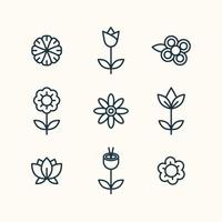 Black Floral Icons vector