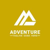 logotipo de plantilla de aventura, escalada, símbolo de montaña. vector