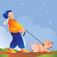 Dog Walker Character vector