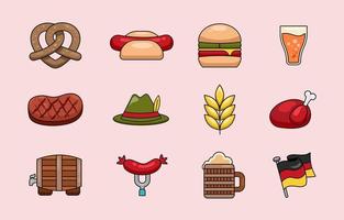 Oktoberfest Food and Beverages Icon Collection vector