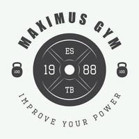 Gym logo in vintage style. Vector illustration.