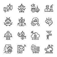 paquete de iconos de contorno de tecnología inteligente vector