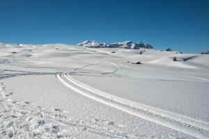 Dolomites huge panorama view in winter time photo