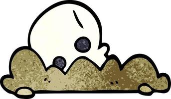 cartoon doodle skull in dirt vector