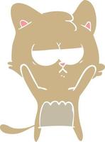 bored flat color style cartoon cat vector