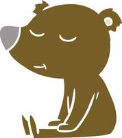 happy flat color style cartoon bear sitting vector