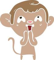 crazy flat color style cartoon monkey vector