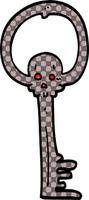 cartoon doodle spooky skull key vector