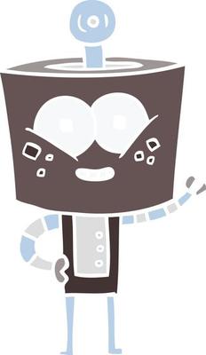 happy flat color style cartoon robot
