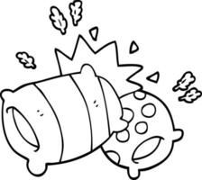 line drawing cartoon pillow fight vector