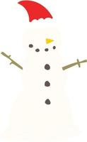 flat color style cartoon christmas snowman vector