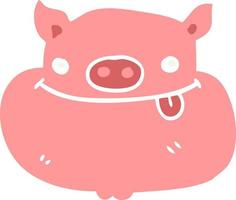 flat color style cartoon happy pig face vector