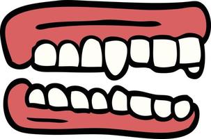 cartoon doodle false teeth vector