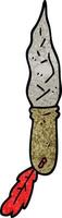 cartoon doodle of a primitive stone dagger vector