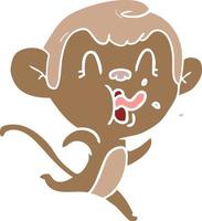 crazy flat color style cartoon monkey vector