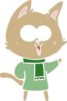 funny flat color style cartoon cat vector