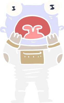 flat color style cartoon alien gasping in surprise