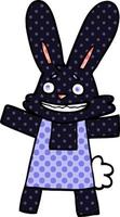 cartoon doodle of a smiling rabbit vector