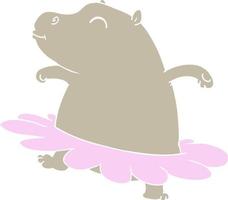 flat color style cartoon hippo ballerina vector