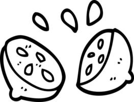 line drawing cartoon of a halved lime vector