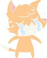 crying fox flat color style cartoon vector
