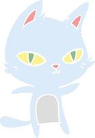 flat color style cartoon cat staring vector