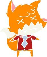 flat color style cartoon dead fox vector