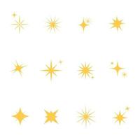 Set of sparking star. Icon and symbol. Starry vector illustration isolated on white background