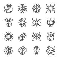 Pack of Artificial Intelligence Outline Icons vector