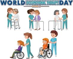 World occupational therapy day text design vector