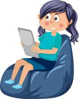 A girl using tablet vector