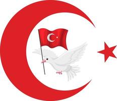 Flag of Turkey with crescent moon and star vector