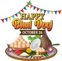 feliz día bhai dooj diseño de banner de texto vector