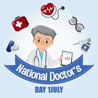 Doctor on doctor day in July logo vector