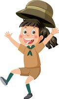 Happy girl scout cartoon character vector