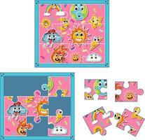 Jigsaw puzzle game template vector