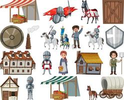 objetos y personajes de dibujos animados medievales