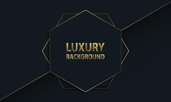 Luxury background with dark blue hexagonal and golden line. vector