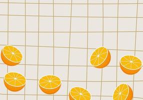 Grid lines pattern with orange slices background. Vector illustration.