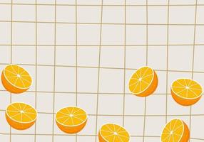 Grid lines pattern with orange slices background. Vector illustration.