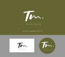 TM Initial handwriting or handwritten logo for identity. Logo with signature and hand drawn style. vector