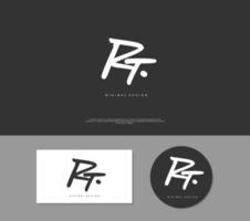 RT Initial handwriting or handwritten logo for identity. Logo with signature and hand drawn style. vector