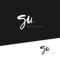 GU Initial handwriting or handwritten logo for identity. Logo with signature and hand drawn style. vector
