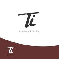 TI Initial handwriting or handwritten logo for identity. Logo with signature and hand drawn style. vector